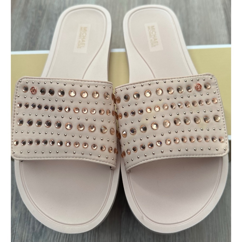Michael Kors Soft Pink Slides Scuba